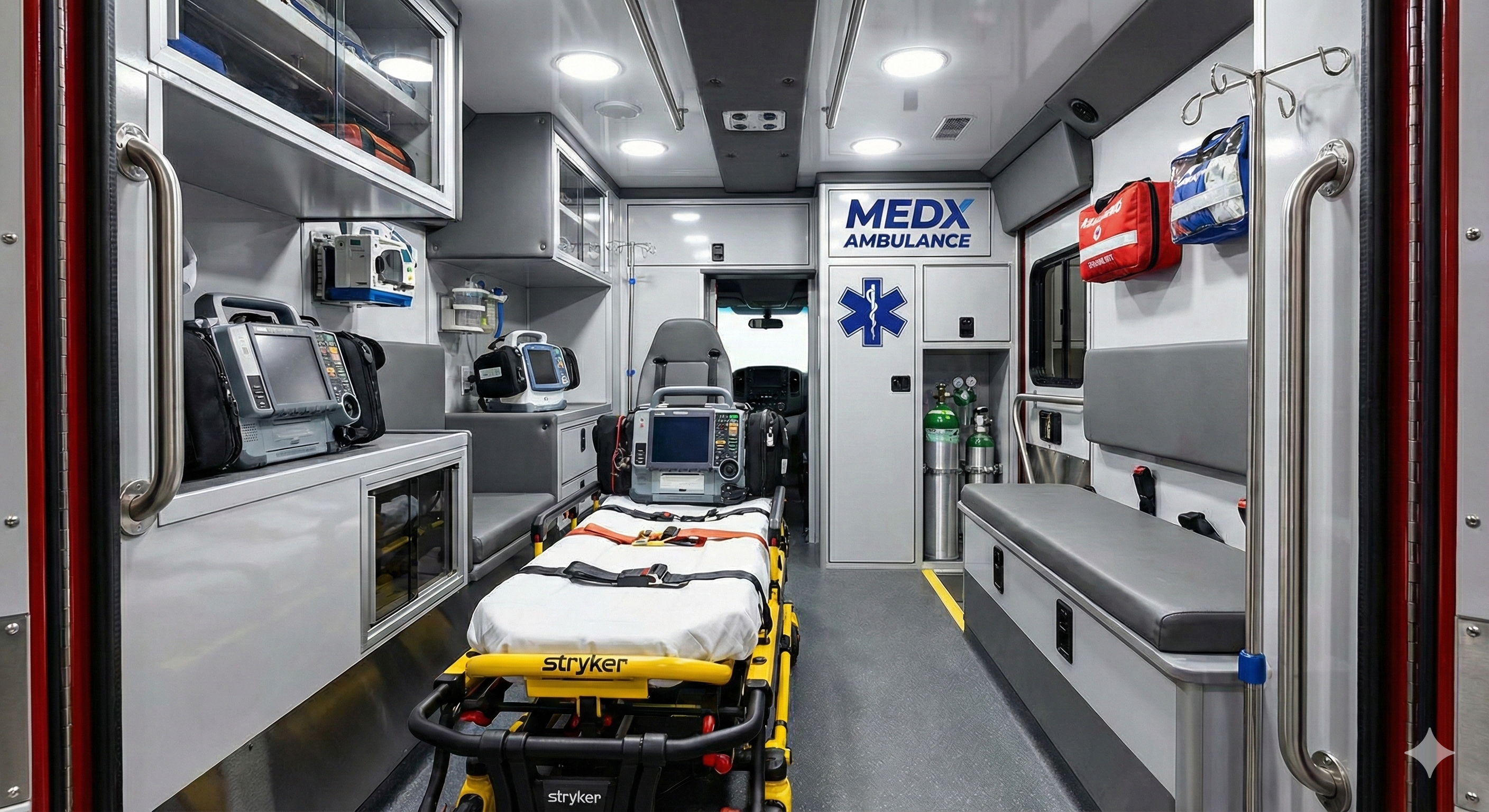 Interior ambulancia equipada